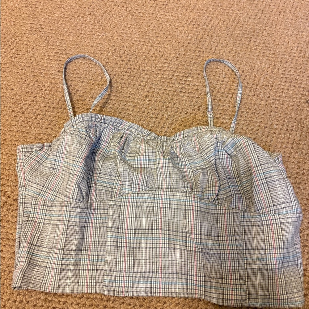 Plaid Spaghetti Strap Crop Top